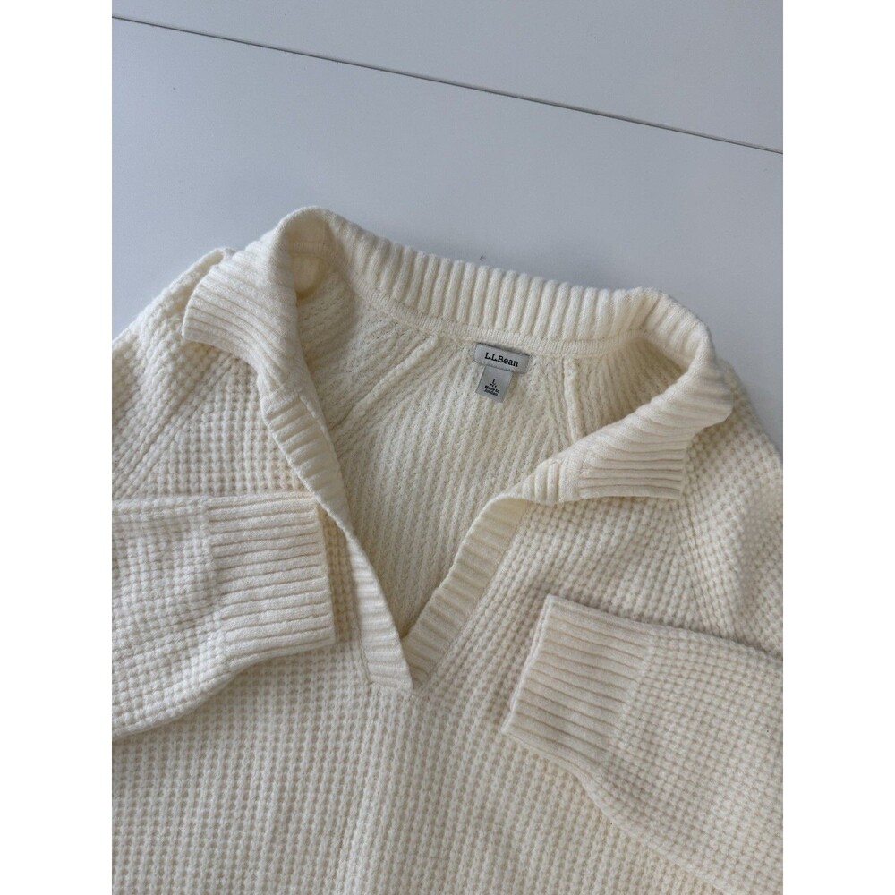 L.L.Bean SuperSoft Waffle Polo - Women's Large Petite Luxury Preppy Academia